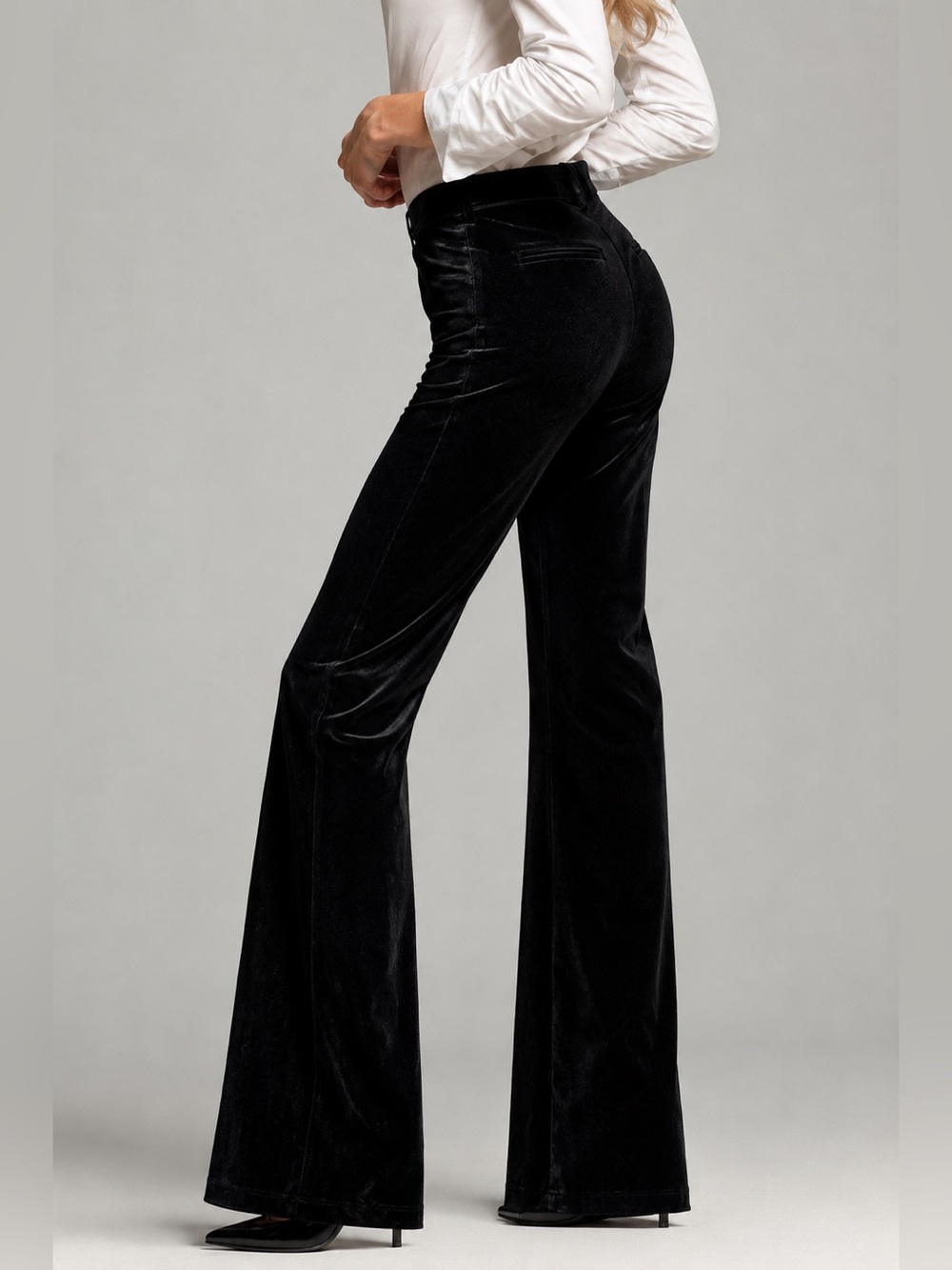 Body by Victoria Black Velvet Christie Fit Bootcut Dress Pants Trousers Women 6